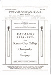 Ninth Annual Announcement and Catalog of the Kansas City College of Osteopathy and Surgery 1924-1925 by Kansas City College of Osteopathy and Surgery