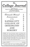 Thirteenth Annual Announcement of the Kansas City College of Osteopathy and Surgery 1928-1929