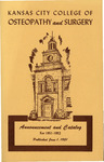 Kansas City College of Osteopathy and Surgery Announcement and Catalog for 1951-1952